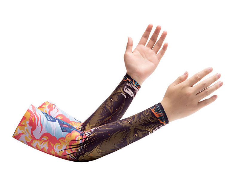 Chinese Zodiac Flower Arm Sun Protection Ice Sleeve Men's and Women's Couple's Riding Locomotive Ice Silk Sleeve Summer UV Protection Fishing Arm Protection