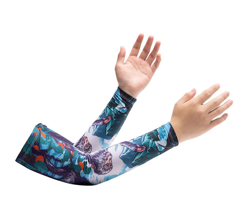 Chinese Zodiac Flower Arm Sun Protection Ice Sleeve Men's and Women's Couple's Riding Locomotive Ice Silk Sleeve Summer UV Protection Fishing Arm Protection