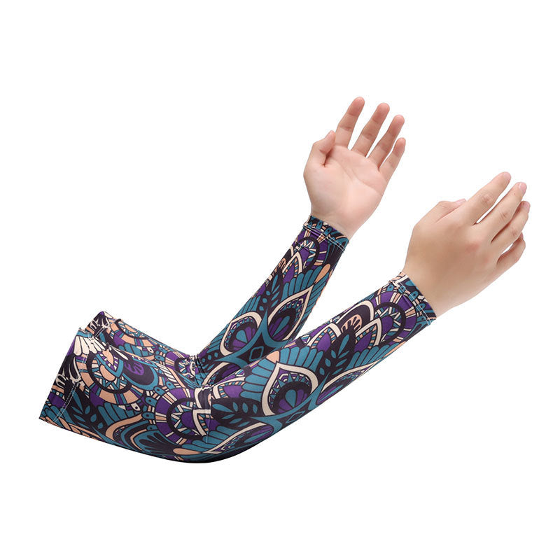 Chinese Zodiac Flower Arm Sun Protection Ice Sleeve Men's and Women's Couple's Riding Locomotive Ice Silk Sleeve Summer UV Protection Fishing Arm Protection