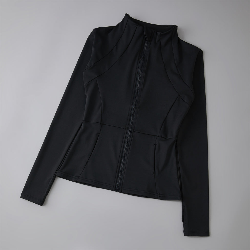 Yoga Clothing Women's Spring and Summer Vertical Collar Zipper Jacket Slim-fit Sun Protection Slimming Long-sleeved High-end Running Sports Fitness Top