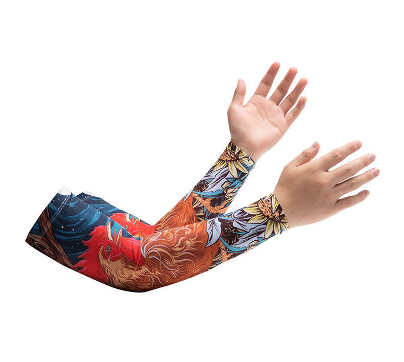 Chinese Zodiac Flower Arm Sun Protection Ice Sleeve Men's and Women's Couple's Riding Locomotive Ice Silk Sleeve Summer UV Protection Fishing Arm Protection