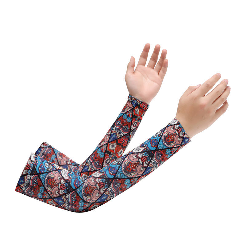 Chinese Zodiac Flower Arm Sun Protection Ice Sleeve Men's and Women's Couple's Riding Locomotive Ice Silk Sleeve Summer UV Protection Fishing Arm Protection