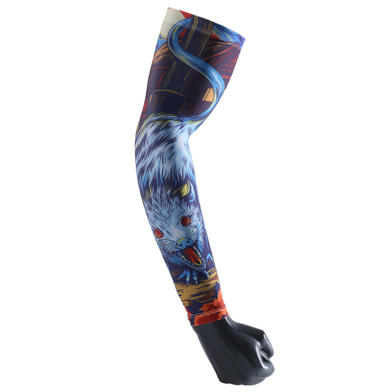 Chinese Zodiac Flower Arm Sun Protection Ice Sleeve Men's and Women's Couple's Riding Locomotive Ice Silk Sleeve Summer UV Protection Fishing Arm Protection