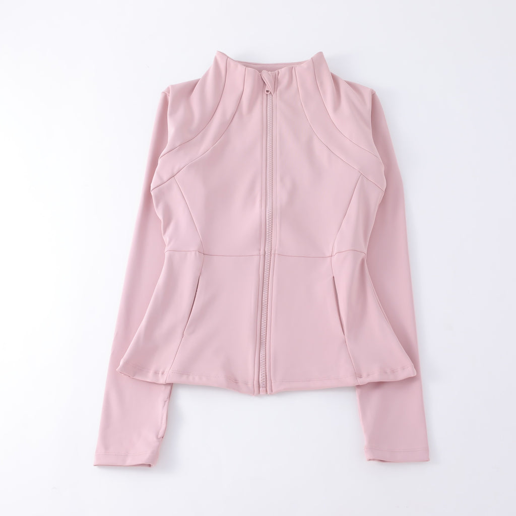 Yoga Clothing Women's Spring and Summer Vertical Collar Zipper Jacket Slim-fit Sun Protection Slimming Long-sleeved High-end Running Sports Fitness Top