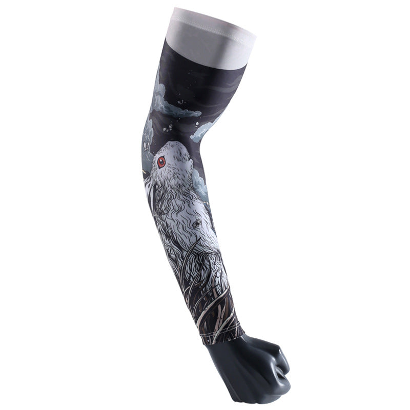 Chinese Zodiac Flower Arm Sun Protection Ice Sleeve Men's and Women's Couple's Riding Locomotive Ice Silk Sleeve Summer UV Protection Fishing Arm Protection