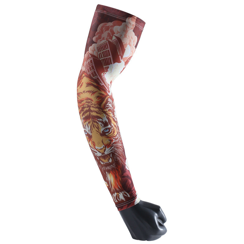 Chinese Zodiac Flower Arm Sun Protection Ice Sleeve Men's and Women's Couple's Riding Locomotive Ice Silk Sleeve Summer UV Protection Fishing Arm Protection