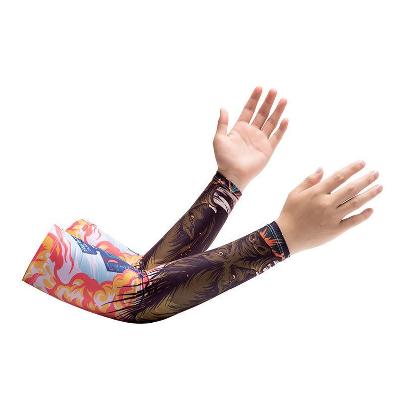 Chinese Zodiac Flower Arm Sun Protection Ice Sleeve Men's and Women's Couple's Riding Locomotive Ice Silk Sleeve Summer UV Protection Fishing Arm Protection