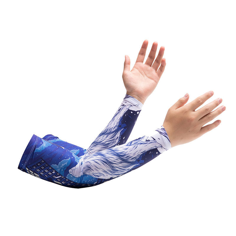 Chinese Zodiac Flower Arm Sun Protection Ice Sleeve Men's and Women's Couple's Riding Locomotive Ice Silk Sleeve Summer UV Protection Fishing Arm Protection
