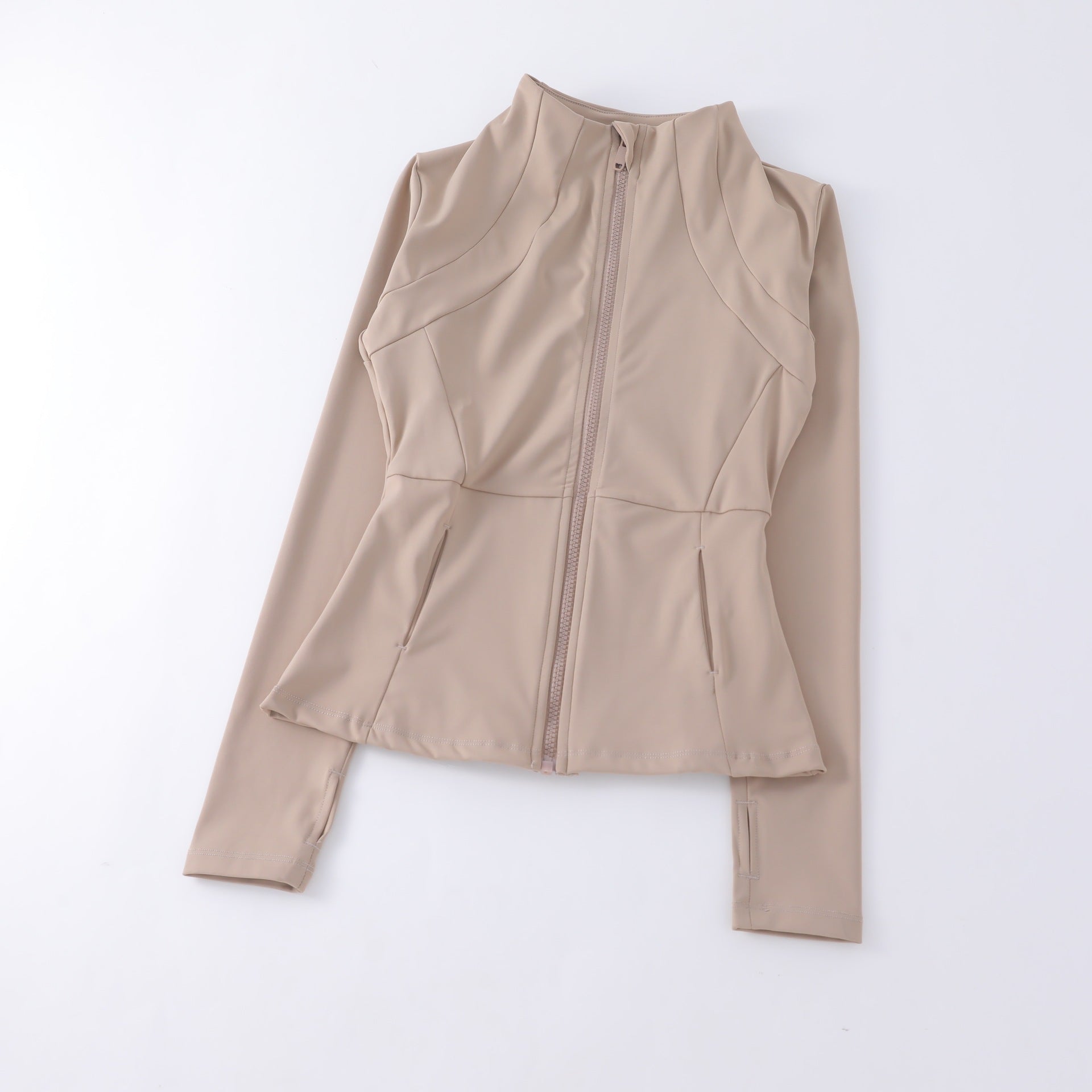 Yoga Clothing Women's Spring and Summer Vertical Collar Zipper Jacket Slim-fit Sun Protection Slimming Long-sleeved High-end Running Sports Fitness Top